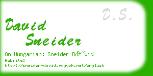 david sneider business card